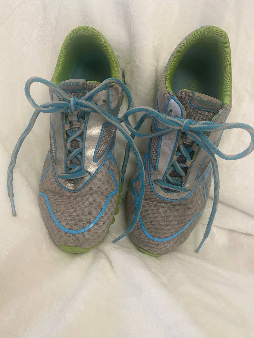 Reebok Zig Tech Zigsonic Toning Sneakers with Blue Trim and Lime Green Interior